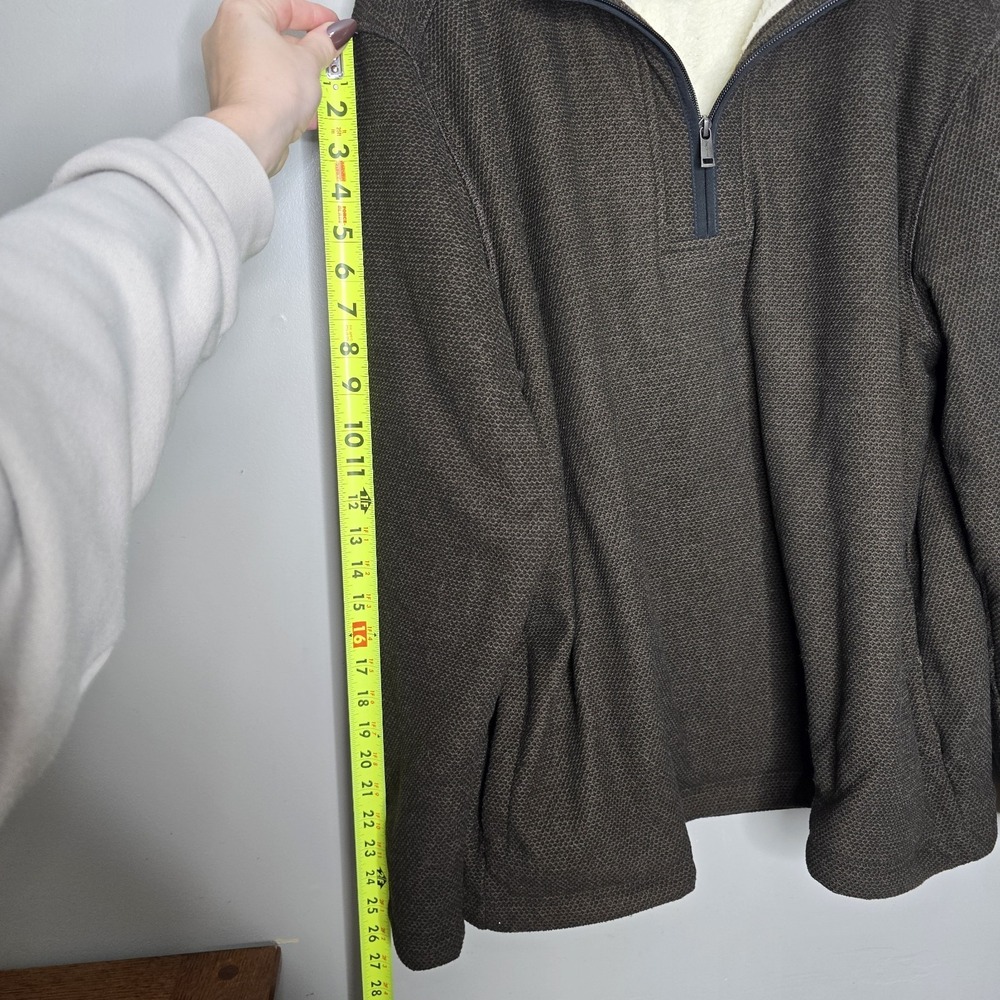 Orvis Quarter Zip Sherpa Lined Pullover Sweater Mens XLarge Brown Pockets Cozy - Picture 12 of 14